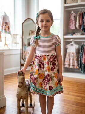 Matilda Jane Toddler Mid Length Knee Midi Floral Pocket Fit & Flare Print Dress
